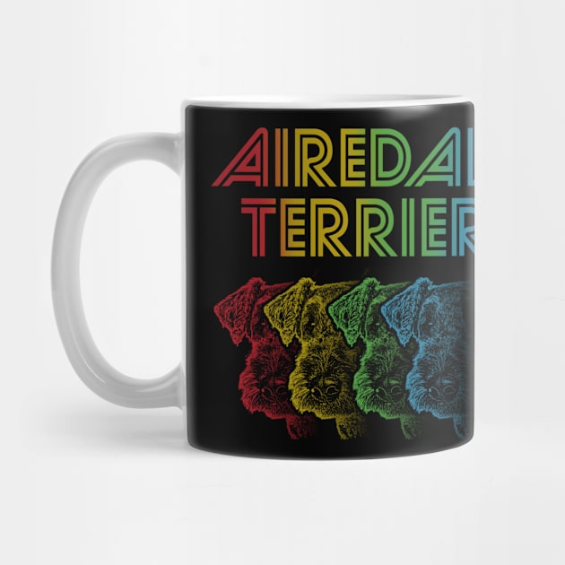 Cool Retro Groovy Airedale Terrier Dog by Madfido